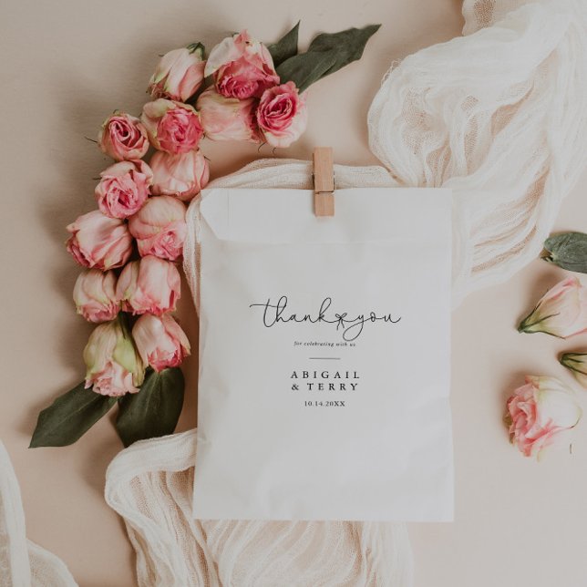 Bolsa De Papel Elegante Caligrafía Simple Gracias Boda (Subido por el creador)
