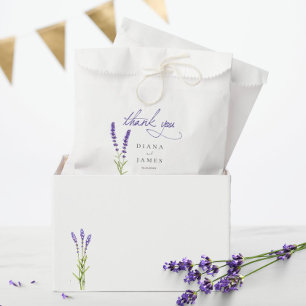 Bolsa De Papel Elegante Calligraphy lavender Boda gracias