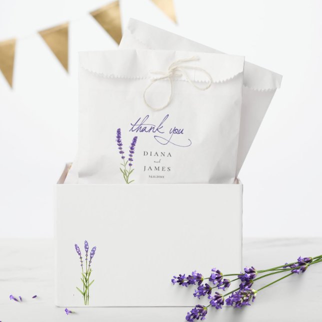 Bolsa De Papel Elegante Calligraphy lavender Boda gracias (Subido por el creador)