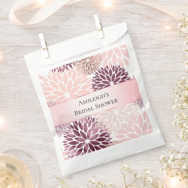 Bolsa De Papel Elegante Chic Rosa Floral (Cortado)