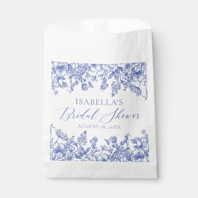 Bolsa De Papel Elegante Chinoiserie Victoria Blue Bridal Shower (Anverso)