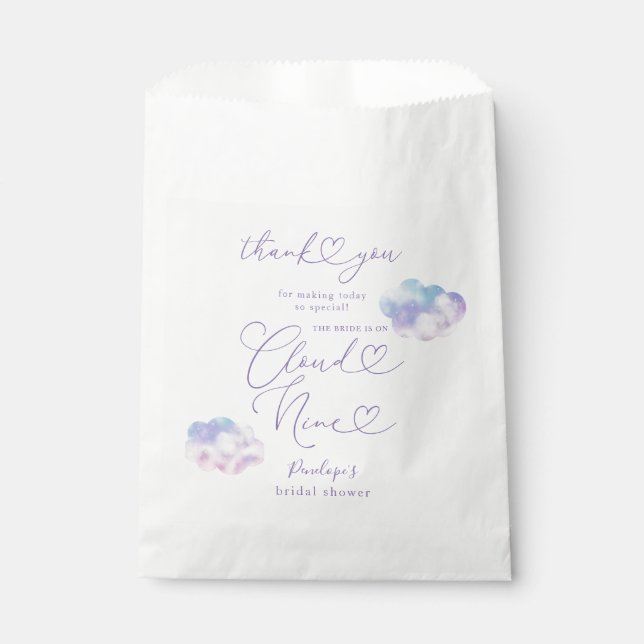 Bolsa De Papel Elegante Cloud Nueve Bridal Shower (Anverso)
