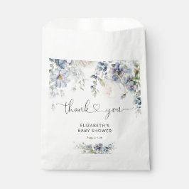 Bolsa De Papel Elegante color de agua azul Floral Baby Shower