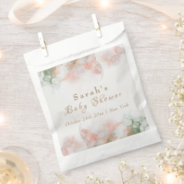 Bolsa De Papel Elegante color de agua rosa verde Agate Baby Showe