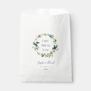 Bolsa De Papel Elegante color de agua Rubor Flores Wreath Boda