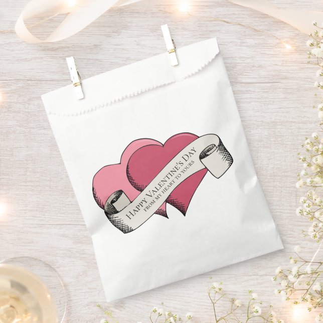 Bolsa De Papel Elegante corazón rosa feliz Día de San Valentín (Cortado)