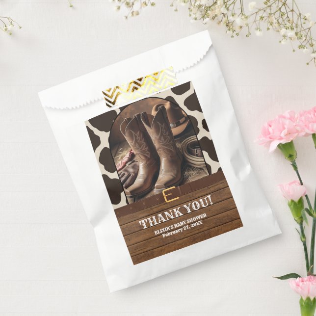 Bolsa De Papel Elegante Cowgirl Boots Baby Shower (Sellado)