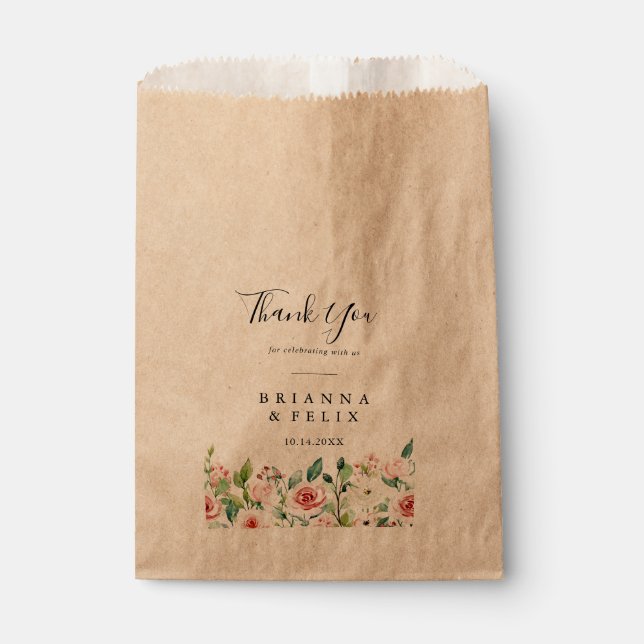 Bolsa De Papel Elegante Dainty Autumn Floral Gracias Boda (Anverso)