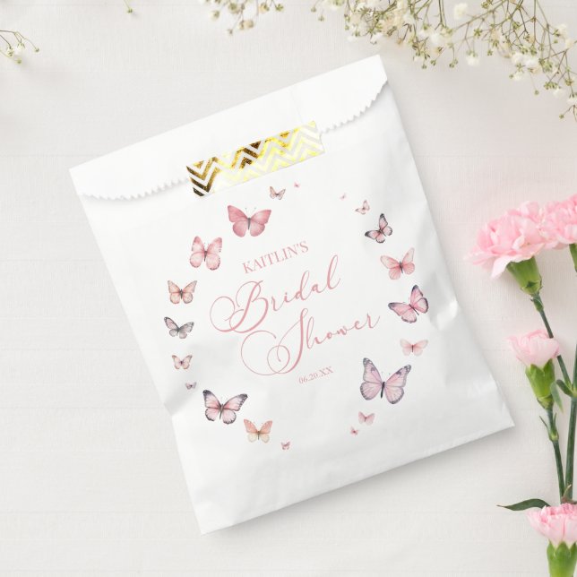 Bolsa De Papel Elegante ducha de mariposa rosa suave (Sellado)