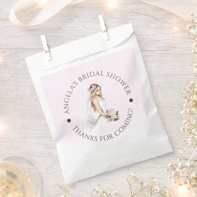 Bolsa De Papel Elegante ducha de novias rosada (Cortado)