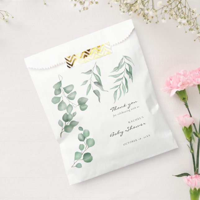 Bolsa De Papel Elegante Eucalyptus Baby Shower Greenery Foliage (Sellado)