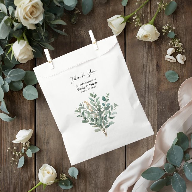 Bolsa De Papel Elegante Eucalyptus Greenery Wedding Favor Bag (Subido por el creador)