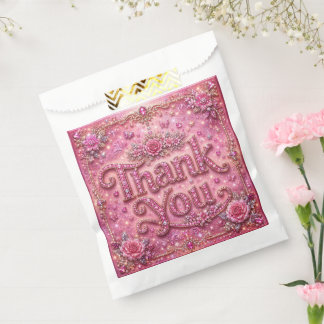 Bolsa De Papel Elegante Femenina Brillante Rosa Rosado Gracias