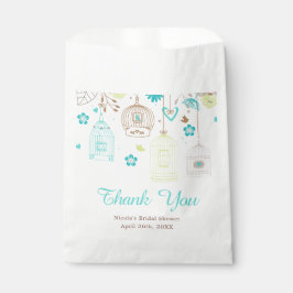 Bolsa De Papel Elegante fiesta de despedida floral verde y azul