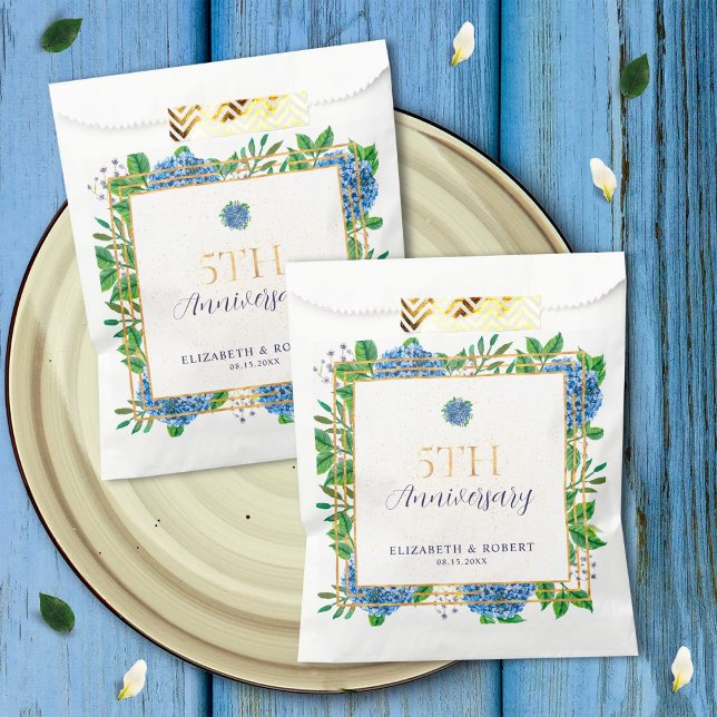 Bolsa De Papel Elegante Fiesta del 5° Aniversario de la Hydrangea (Subido por el creador)