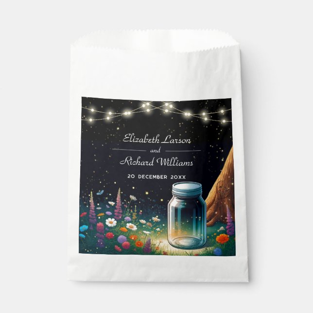Bolsa De Papel Elegante Firefly Rustic Wedding Invitación (Anverso)