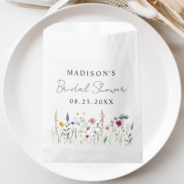 Bolsa De Papel Elegante Flor Silvestre Meadow Bridal Shower (Subido por el creador)