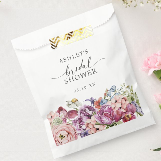Bolsa De Papel Elegante Floral Bridal Shower (Elegant Floral Jewel Tone Bridal Shower Favor Bag by Painted Paperie
)