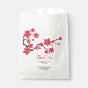 Bolsa De Papel Elegante Floral De Cerezo Rojo En Flor Sakura Grac