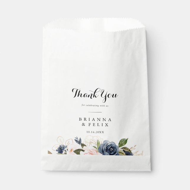 Bolsa De Papel Elegante Floral De Invierno Gracias Boda (Anverso)
