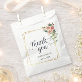 Bolsa De Papel Elegante Floral Geométrica Gold Gracias Boda