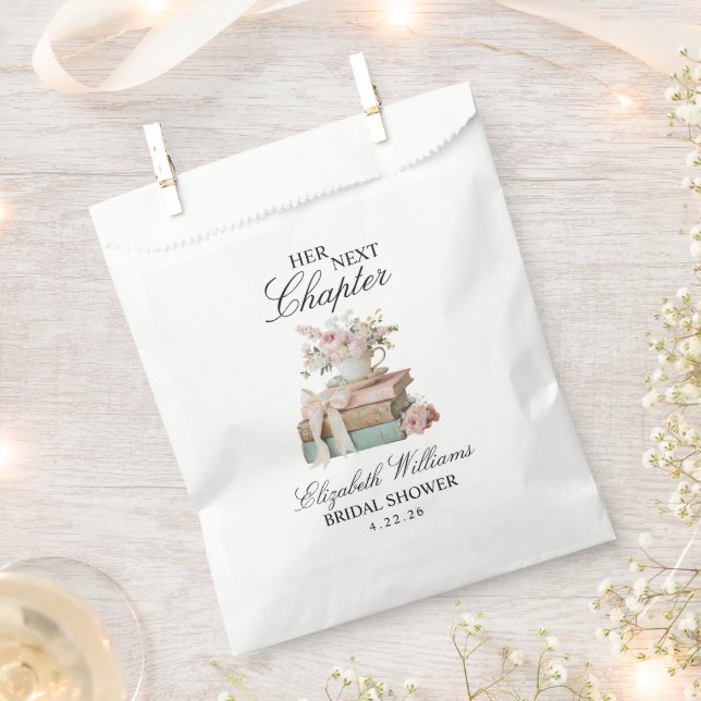 Bolsa De Papel Elegante Floral Su Próximo Capítulo Despedida de S (Cortado)