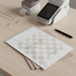 Bolsa De Papel Elegante fondo a cuadros neutral nombre de la empr