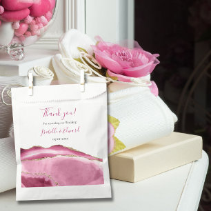 Bolsa De Papel Elegante Glitter Dorado & Piedra de Ágata Rosa Bod