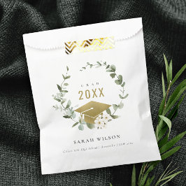 Bolsa De Papel Elegante Graduación de Oro de Leafy Botánico