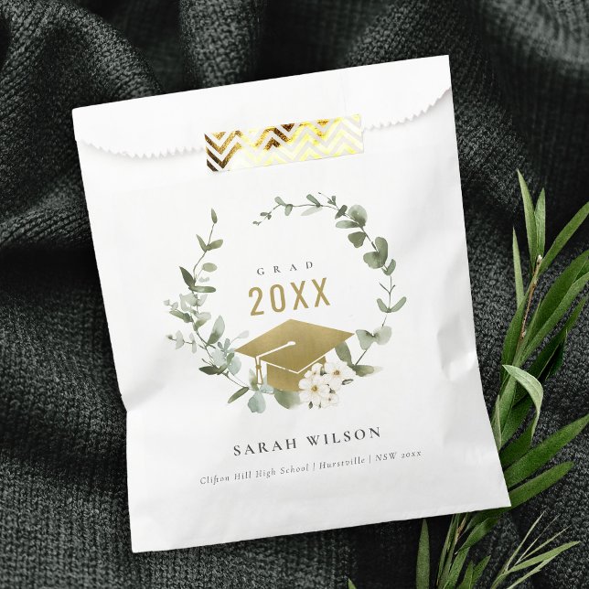 Bolsa De Papel Elegante Graduación de Oro de Leafy Botánico (Subido por el creador)