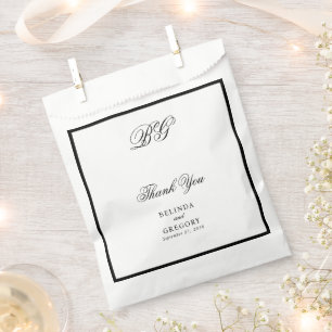 Bolsa De Papel Elegante gráfico de asientos de Boda de Monograma
