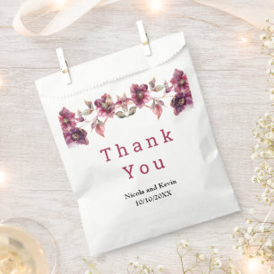Bolsa De Papel Elegante Hellebore Floral Burgundy Boda de Inviern