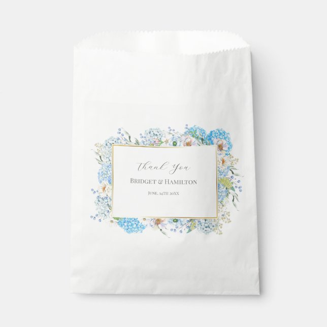 Bolsa De Papel Elegante Hydrangea Azul (Anverso)