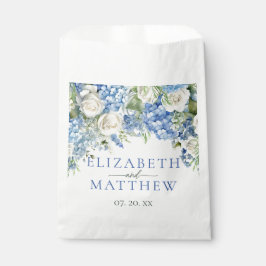 Bolsa De Papel Elegante Hydrangea Azul Roses Blancas Boda Floral