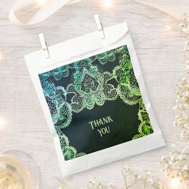 Bolsa De Papel Elegante invitación a la boda de encaje (Cortado)