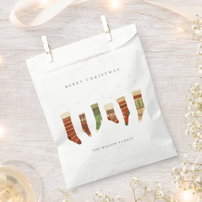 BOLSA DE PAPEL ELEGANTE KRAFT ROJO ESTRELLA VERDE CHIRSTMAS RESER (Cortado)