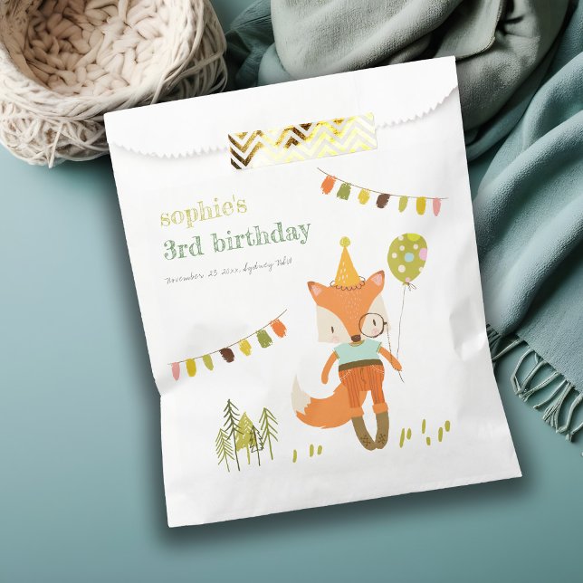 Bolsa De Papel Elegante lindo Woodland Fiesta Fox Kids Cumpleaños (Subido por el creador)