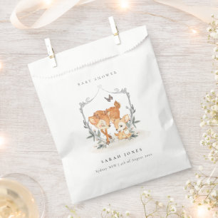 Bolsa De Papel Elegante Mamá Deer Fawn Escudo Floral Baby Shower