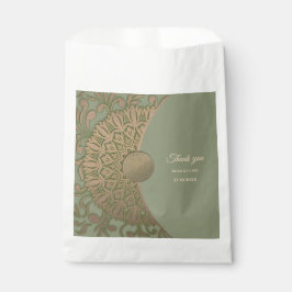 Bolsa De Papel Elegante Mandala clásica de color verde sabio y or