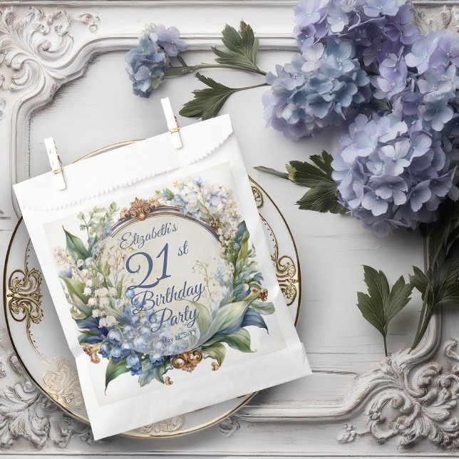 Bolsa De Papel Elegante marco barroco floral 21 cumpleaños Fiesta (Elegant Baroque Floral Birthday Party Arch Favor Bag)