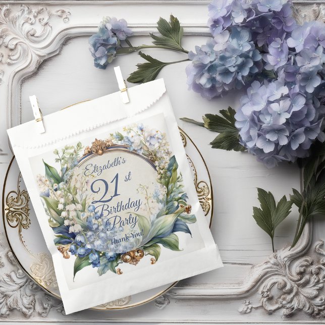 Bolsa De Papel Elegante marco barroco floral 21 cumpleaños Fiesta (Elegant Baroque Floral Arch 21st Birthday Party Thank You Favor Bag)
