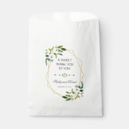 Bolsa De Papel Elegante marco dorado floral blanco gracias
