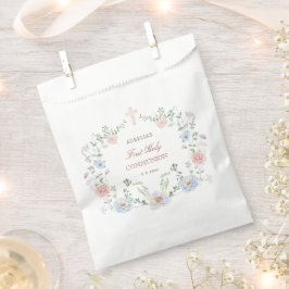 Bolsa De Papel Elegante Marco Floral Primera Comunión