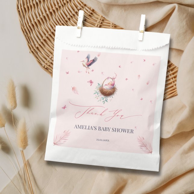 Bolsa De Papel Elegante mariposa de cigüeña suave rosa gracias (Subido por el creador)