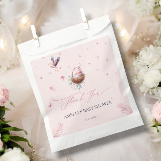 Bolsa De Papel Elegante mariposa de cigüeña suave rosa gracias (Subido por el creador)