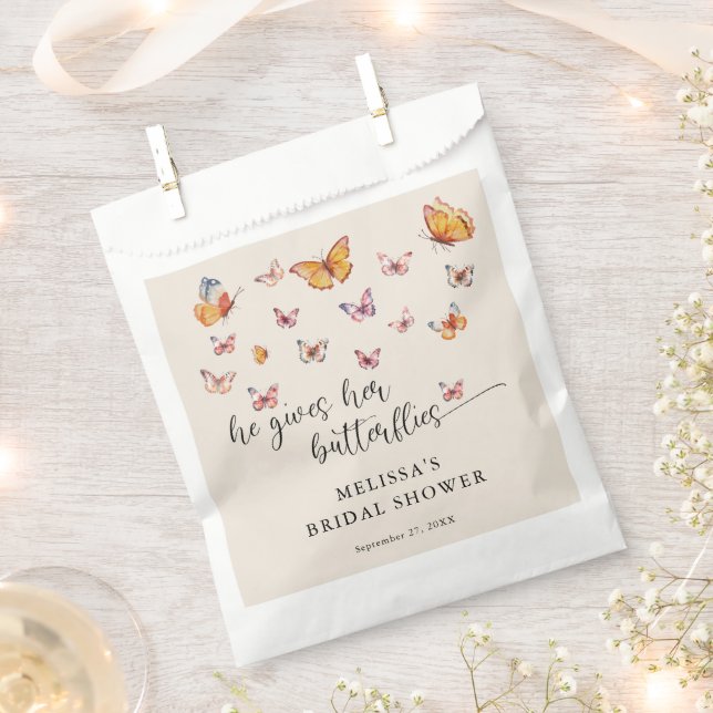 Bolsa De Papel Elegante Me Da Mariposas Ducha Bridal (Cortado)