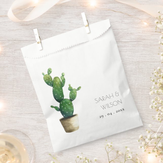 Bolsa De Papel Elegante Mínimo Poderoso Cactus Foliage Verde (Cortado)