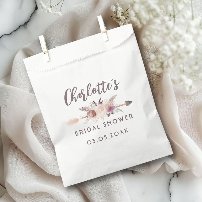 Bolsa De Papel Elegante, moderno, boho (Elegant, modern, boho, bridal shower favor bag with your name and date.)