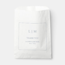 Bolsa De Papel Elegante Monograma Azul Dusty Gracias Boda