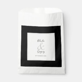 Bolsa De Papel Elegante Monograma Boda blanco y negro